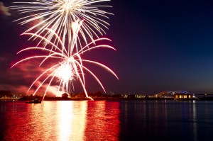 June 28, 2012 Fireworks over International Bridge. Photo by Tim Burke, MDOT